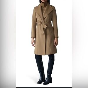 Cole Haan Womens Belted Wrap Coat Single Breasted Brown Wool Blend SIZE 8 Med